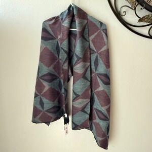 Geometric bohemia Scarf Shawl Wrap Teal Burgundy Jeanne Simmons‎